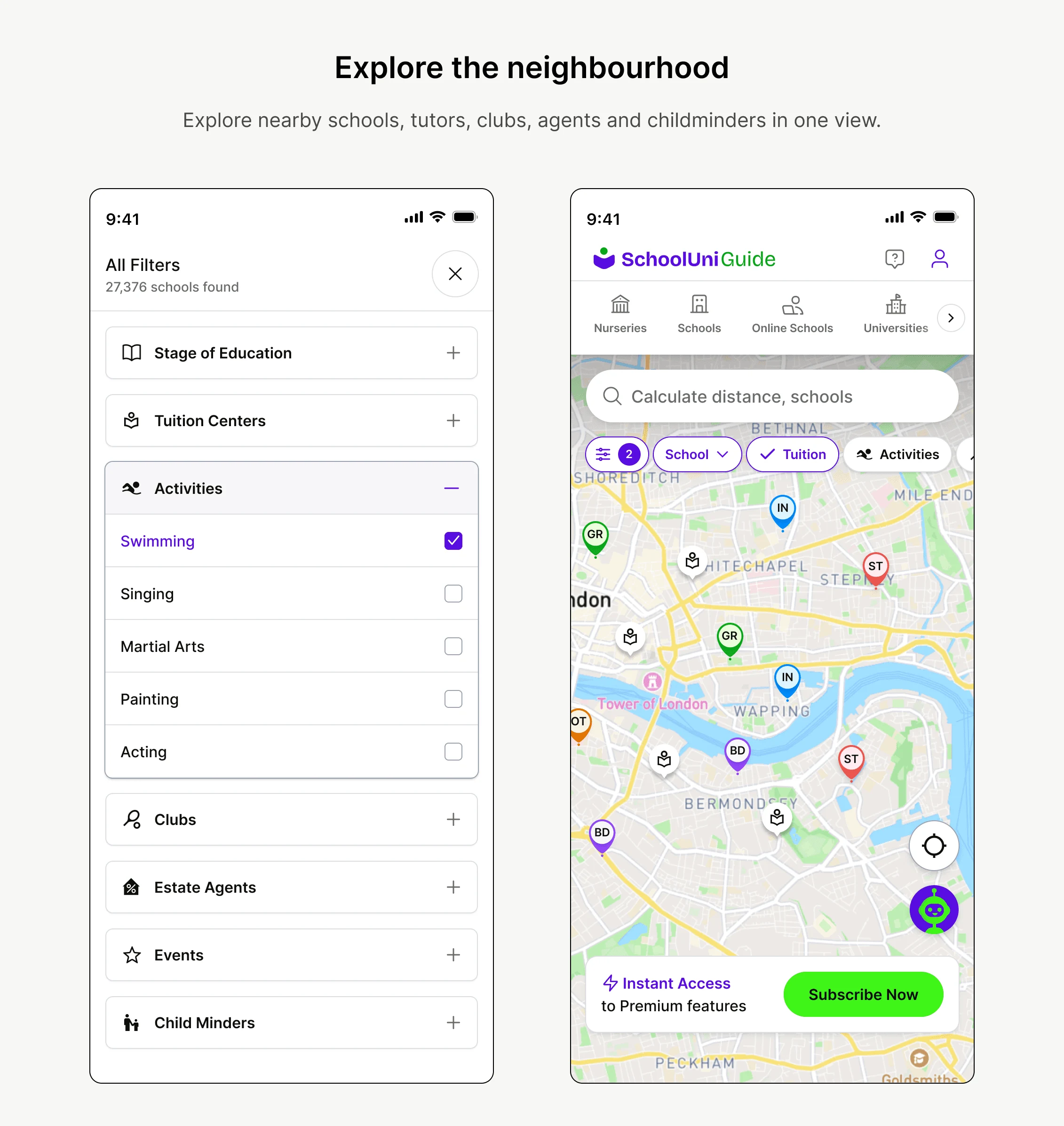 Mobile map layers for neighbourhood amenities