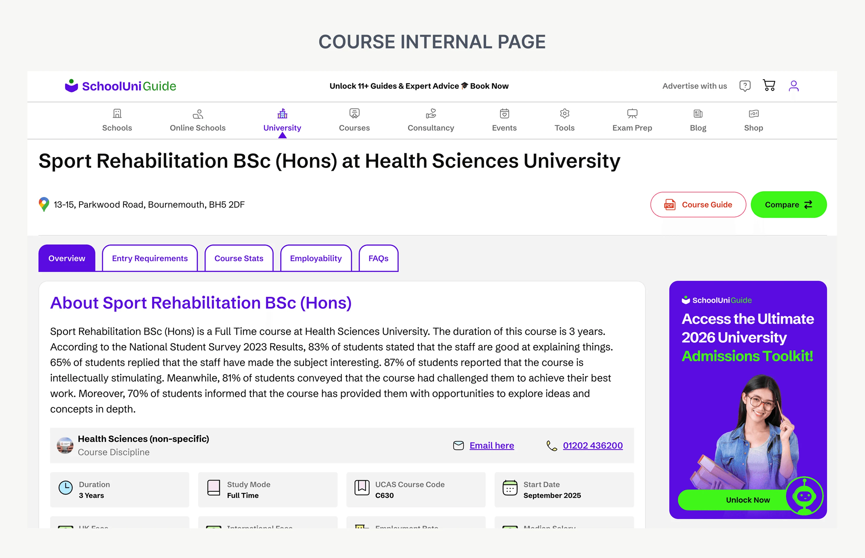 Final course details page
