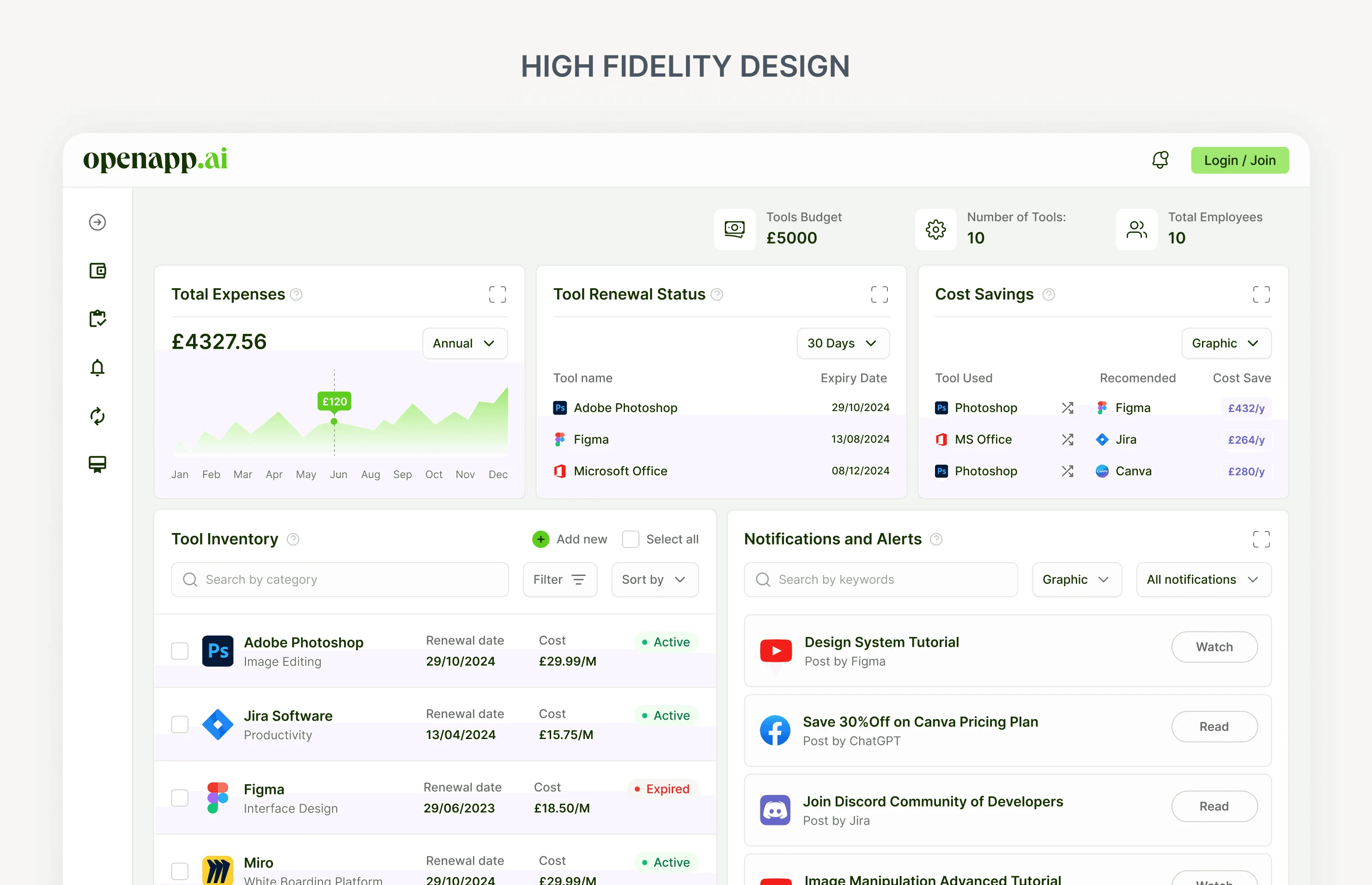 High-fidelity OpenApp overview design