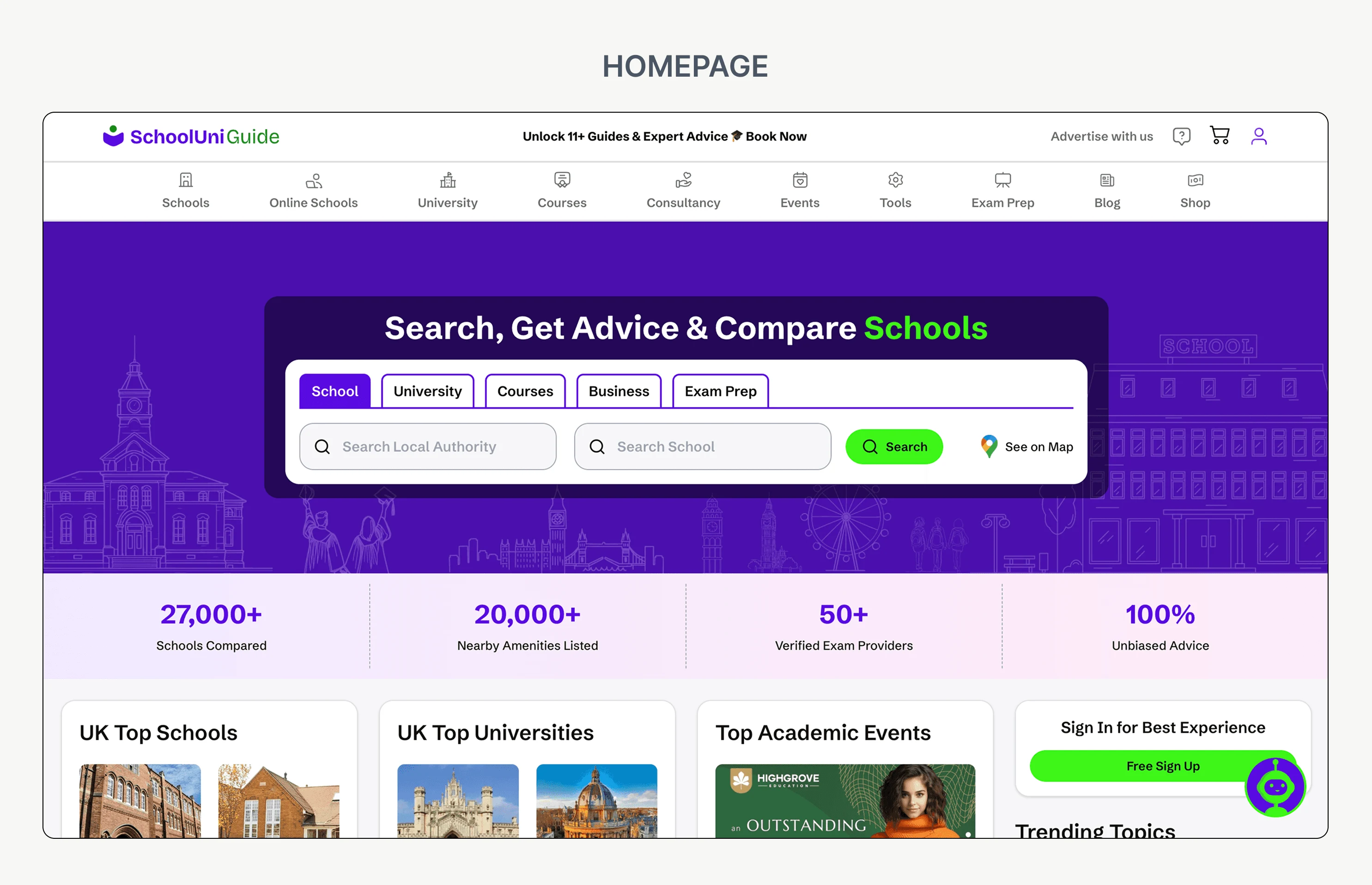 Final School Uni Guide homepage