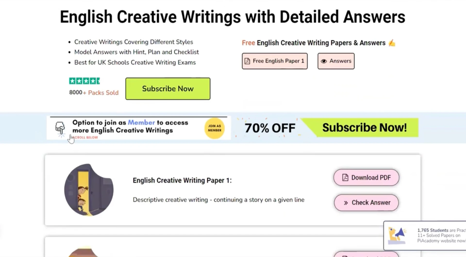 Original English Creative Writing page